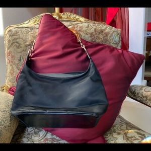 Gucci diana bag w/ bamboo handle black nylon purse